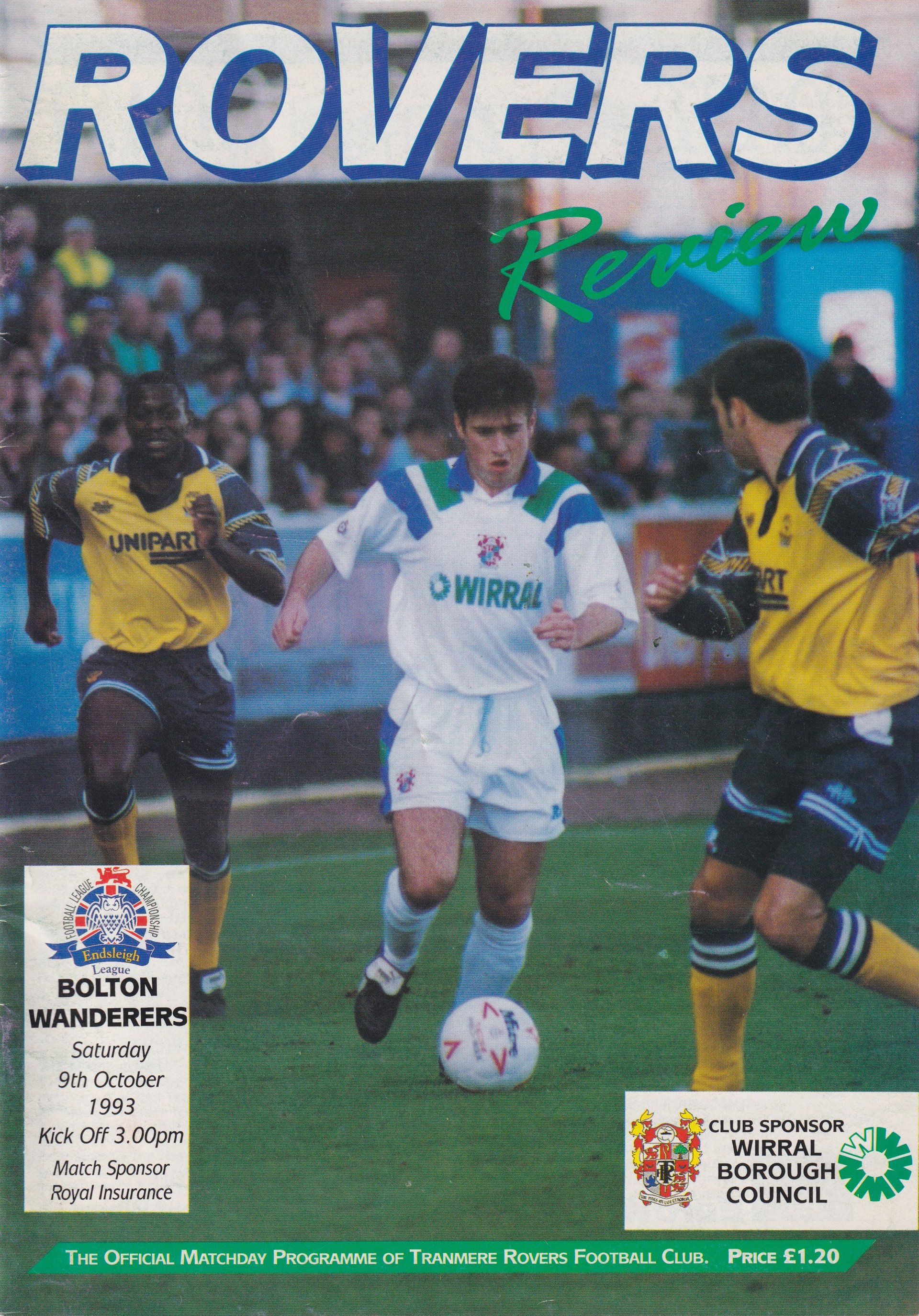 Tranmere Rovers v Bolton Wanderers match programme